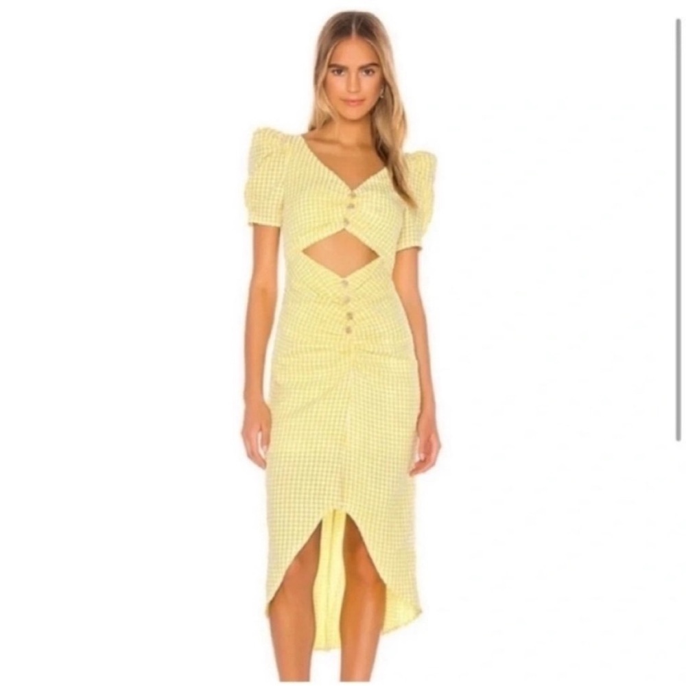 Song Of Style Lena Cut Out Midi Dress Yellow - Picture 3 of 9